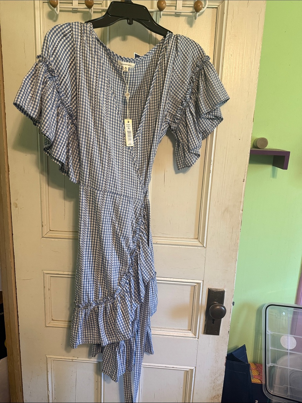 Marshalls Blue and White Gingham Wrap Top